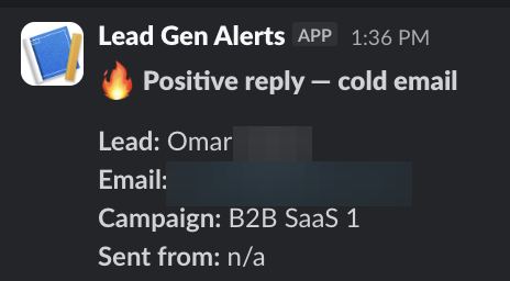 Positive reply notification from a live IronPeak campaign; identifying details redacted