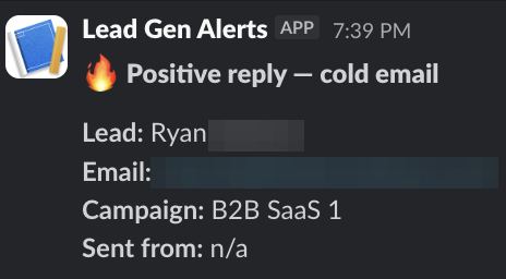 Positive reply notification from a live IronPeak campaign; identifying details redacted