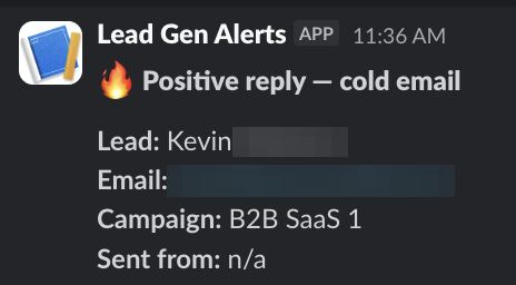 Positive reply notification from a live IronPeak campaign; identifying details redacted