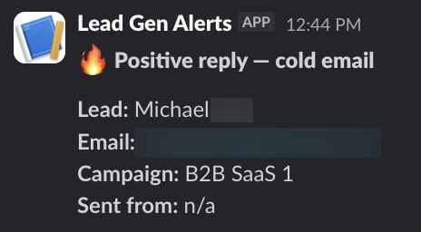 Positive reply notification from a live IronPeak campaign; identifying details redacted