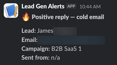 Positive reply notification from a live IronPeak campaign; identifying details redacted