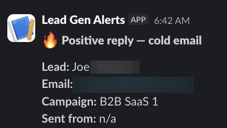 Positive reply notification from a live IronPeak campaign; identifying details redacted
