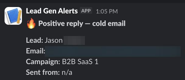 Positive reply notification from a live IronPeak campaign; identifying details redacted
