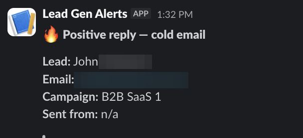 Positive reply notification from a live IronPeak campaign; identifying details redacted