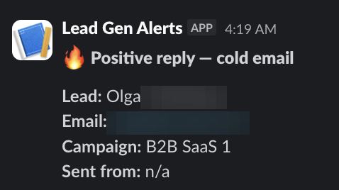 Positive reply notification from a live IronPeak campaign; identifying details redacted