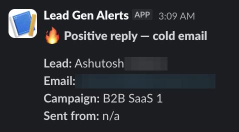 Positive reply notification from a live IronPeak campaign; identifying details redacted