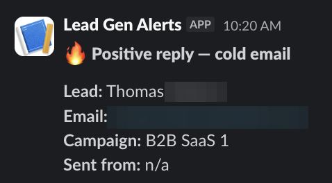 Positive reply notification from a live IronPeak campaign; identifying details redacted