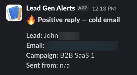 Positive reply notification from a live IronPeak campaign; identifying details redacted