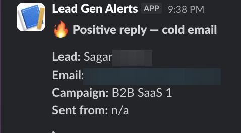 Positive reply notification from a live IronPeak campaign; identifying details redacted