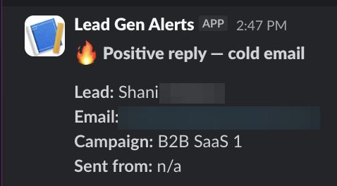 Positive reply notification from a live IronPeak campaign; identifying details redacted