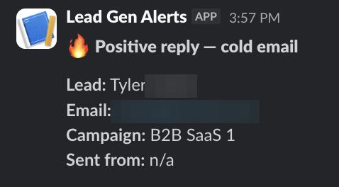 Positive reply notification from a live IronPeak campaign; identifying details redacted