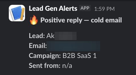 Positive reply notification from a live IronPeak campaign; identifying details redacted