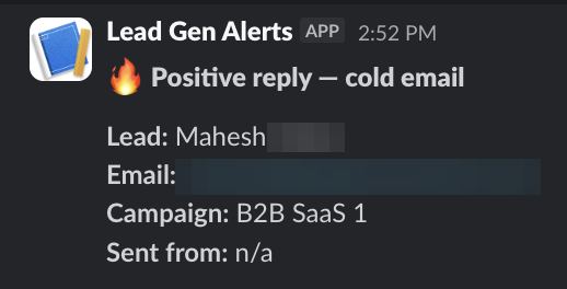 Positive reply notification from a live IronPeak campaign; identifying details redacted