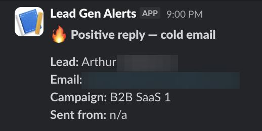 Positive reply notification from a live IronPeak campaign; identifying details redacted