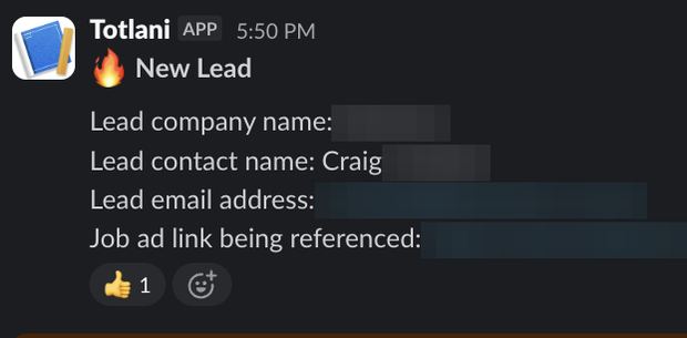 Positive reply notification from a live IronPeak campaign; identifying details redacted