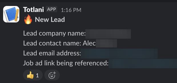 Positive reply notification from a live IronPeak campaign; identifying details redacted