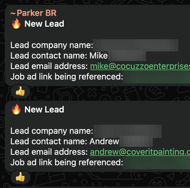 Positive reply notification from a live IronPeak campaign; identifying details redacted