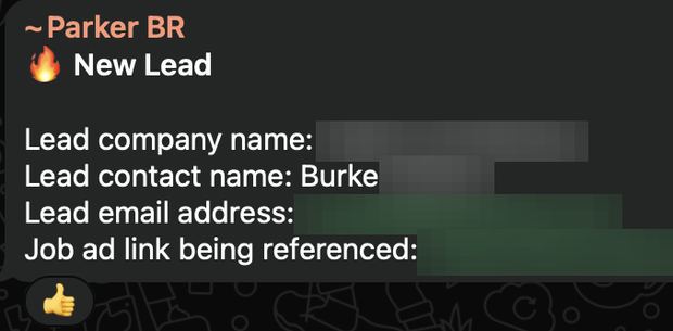 Positive reply notification from a live IronPeak campaign; identifying details redacted