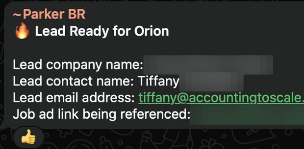 Positive reply notification from a live IronPeak campaign; identifying details redacted