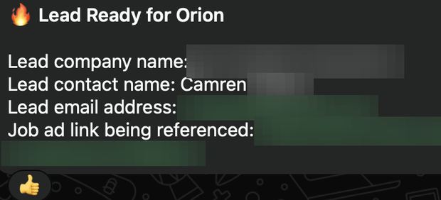 Positive reply notification from a live IronPeak campaign; identifying details redacted
