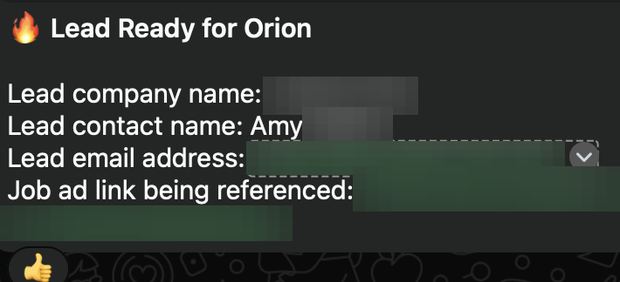 Positive reply notification from a live IronPeak campaign; identifying details redacted