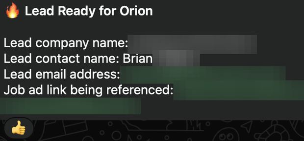 Positive reply notification from a live IronPeak campaign; identifying details redacted