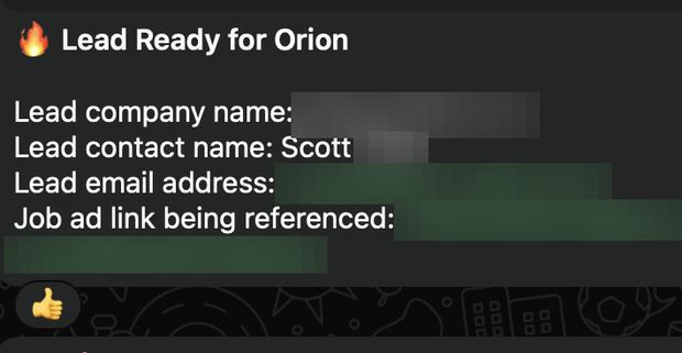 Positive reply notification from a live IronPeak campaign; identifying details redacted
