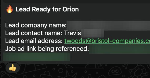 Positive reply notification from a live IronPeak campaign; identifying details redacted